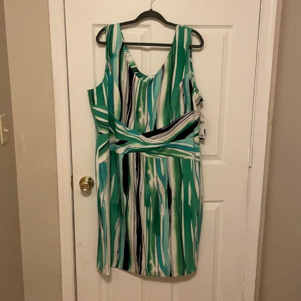 Beautiful green white and black dress, NWT